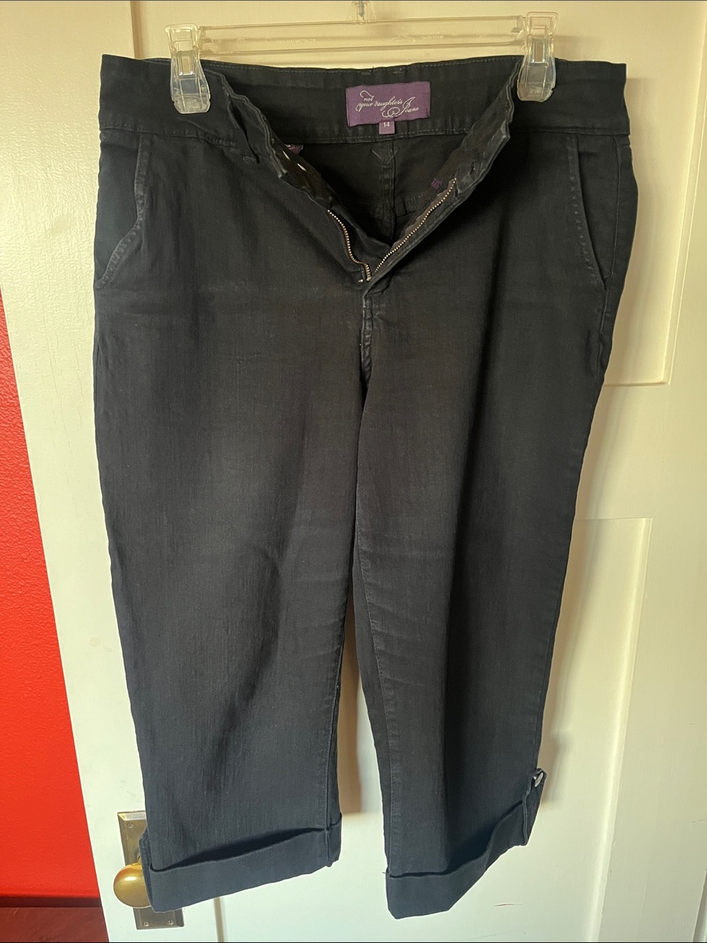 NYDJ Black capri Jeans with Purple Signature Label